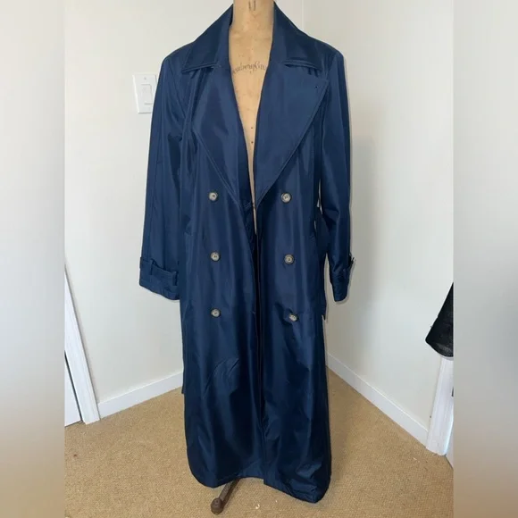Chadwicks Navy Double-Breasted Trench Coat - Picture 2 of 7